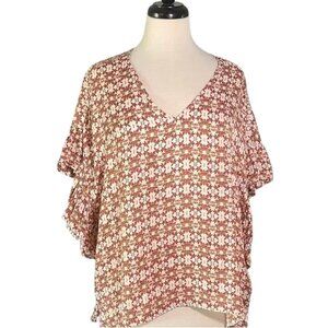 Anthropologie Red and White Floral Blouse